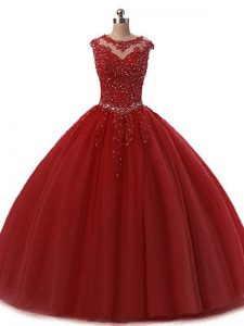 Sleeveless Lace Up Floor Length Beading and Lace Vestidos de Quinceanera