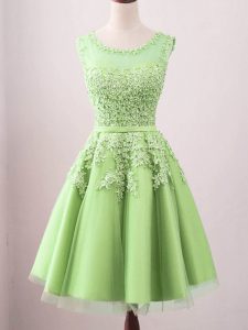 Scoop Sleeveless Lace Up Damas Dress Tulle