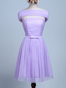 Stunning Mini Length Lavender Quinceanera Dama Dress Strapless Sleeveless Side Zipper