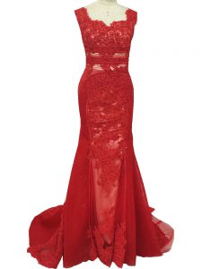 Noble Sleeveless Brush Train Zipper Lace Mother Of The Bride Dress
