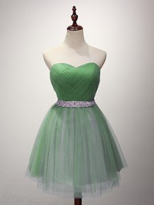 Glorious Mini Length Quinceanera Court of Honor Dress Tulle Sleeveless Beading and Ruching