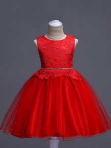 Organza Sleeveless Knee Length Pageant Dress Wholesale and Lace