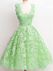 Simple Sleeveless Lace Zipper Damas Dress