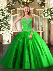 Sweetheart Sleeveless Sweet 16 Dresses Floor Length Beading Tulle