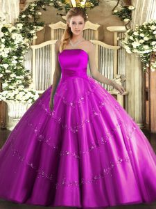 Sleeveless Appliques Lace Up Ball Gown Prom Dress