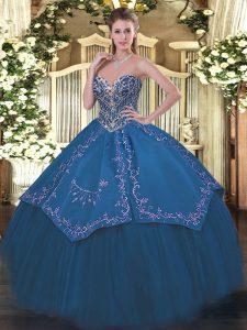 Fantastic Sweetheart Sleeveless Lace Up Sweet 16 Dresses Blue Taffeta and Tulle