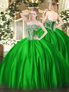 Enchanting Green Strapless Neckline Beading 15 Quinceanera Dress Sleeveless Lace Up