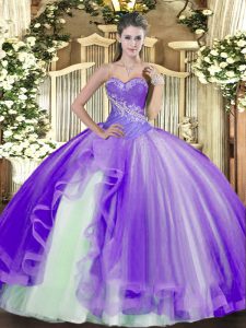 New Style Floor Length Ball Gowns Sleeveless Lavender Quinceanera Dress Lace Up