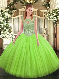 Enchanting Ball Gowns Ball Gown Prom Dress Scoop Tulle Sleeveless Floor Length Lace Up