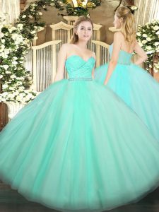 High Class Floor Length Apple Green Quinceanera Dresses Sweetheart Sleeveless Zipper