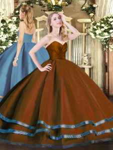 Super Floor Length Ball Gowns Sleeveless Brown 15 Quinceanera Dress Zipper