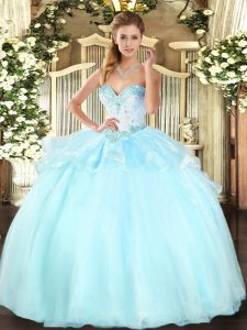 Sweetheart Sleeveless Organza Sweet 16 Dress Beading Lace Up