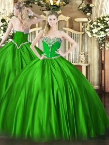 Sweetheart Sleeveless Vestidos de Quinceanera Floor Length Beading Satin