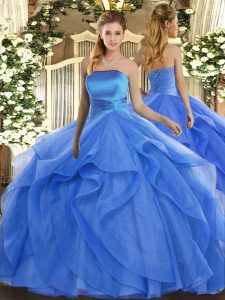 Exquisite Sleeveless Ruffles Lace Up Quinceanera Gowns