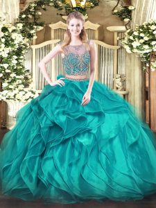 Sleeveless Beading and Ruffles Lace Up Sweet 16 Quinceanera Dress