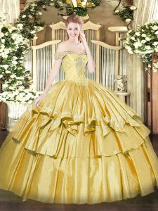 Sleeveless Lace Up Floor Length Beading and Ruffled Layers 15 Quinceanera Dress
