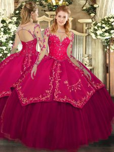 Custom Design Scoop Long Sleeves Organza and Taffeta Quinceanera Dresses Lace and Embroidery Lace Up