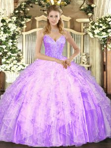 Spectacular Tulle Sleeveless Floor Length 15 Quinceanera Dress and Beading and Ruffles