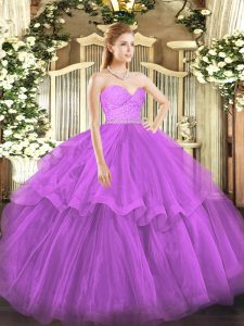 Sophisticated Fuchsia Sleeveless Tulle Brush Train Zipper Ball Gown Prom Dress for Military Ball and Sweet 16 and Quinceanera