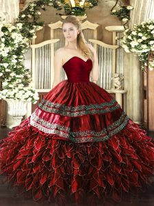 Sexy Sleeveless Embroidery and Ruffles Zipper Quinceanera Dresses