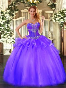 Comfortable Ball Gowns Quinceanera Gowns Purple Sweetheart Tulle Sleeveless Floor Length Lace Up