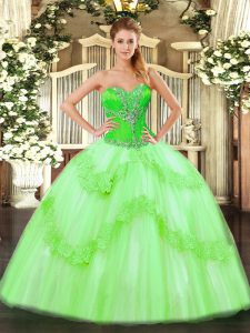 Inexpensive Ball Gown Prom Dress Sweet 16 and Quinceanera with Beading and Ruffles Sweetheart Sleeveless Lace Up