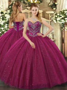 Deluxe Tulle Sleeveless Floor Length Quinceanera Gown and Beading