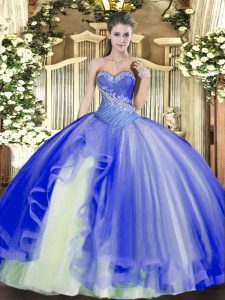 Sleeveless Lace Up Floor Length Beading and Ruffles Quinceanera Gowns