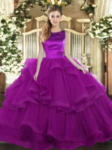 Fantastic Floor Length Ball Gowns Sleeveless Purple 15th Birthday Dress Lace Up