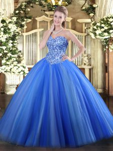 Artistic Blue Sleeveless Appliques Vestidos de Quinceanera