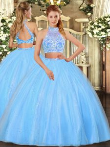 Sophisticated Sleeveless Criss Cross Floor Length Beading Sweet 16 Dress