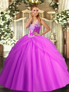Floor Length Ball Gowns Sleeveless Lilac 15th Birthday Dress Lace Up