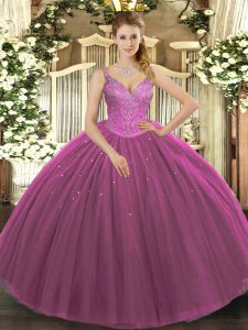 Charming Floor Length Ball Gowns Sleeveless Fuchsia 15 Quinceanera Dress Lace Up