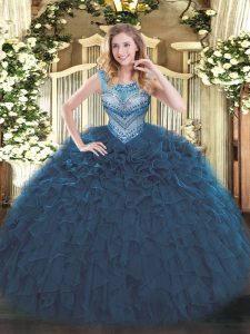 Sleeveless Beading and Ruffles Lace Up Quinceanera Gowns