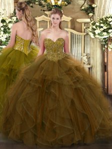 Organza Sleeveless Floor Length Quinceanera Gown and Ruffles