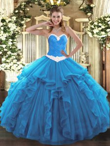 Sleeveless Appliques and Ruffles Lace Up Sweet 16 Dresses