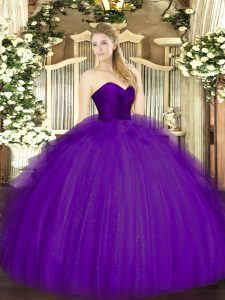 Purple Sweetheart Neckline Ruffles 15 Quinceanera Dress Sleeveless Zipper