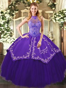 Floor Length Ball Gowns Sleeveless Purple Vestidos de Quinceanera Lace Up