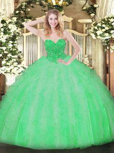 Organza Sleeveless Floor Length Sweet 16 Quinceanera Dress and Ruffles