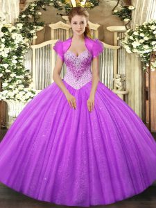 Sleeveless Beading Lace Up Quinceanera Gowns