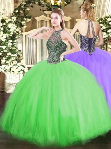 Beading Quinceanera Gown Lace Up Sleeveless Floor Length