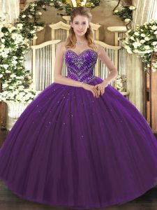 Sumptuous Sleeveless Lace Up Floor Length Beading Quinceanera Dress