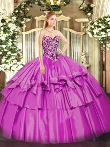 Decent Organza and Taffeta Sleeveless Floor Length Quinceanera Dress and Beading and Ruffled Layers