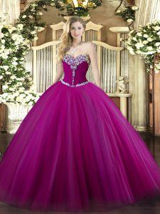 Tulle Sleeveless Floor Length Sweet 16 Dresses and Beading