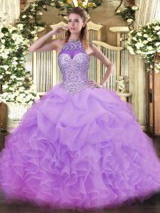 Sleeveless Lace Up Floor Length Beading and Ruffles and Pick Ups Quinceanera Gown
