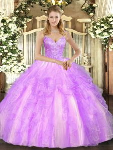 Sleeveless Beading and Ruffles Lace Up Sweet 16 Quinceanera Dress