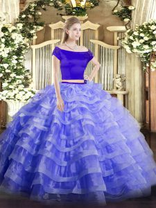 Short Sleeves Zipper Floor Length Appliques and Ruffled Layers Sweet 16 Dresses