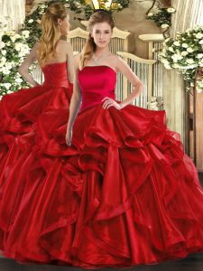 Sleeveless Ruffles Lace Up Quince Ball Gowns