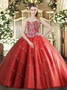 Nice Sleeveless Lace Up Floor Length Beading and Appliques Quinceanera Gown