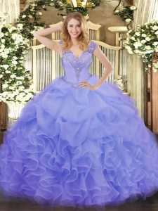 Sleeveless Ruffles Lace Up Quinceanera Gowns